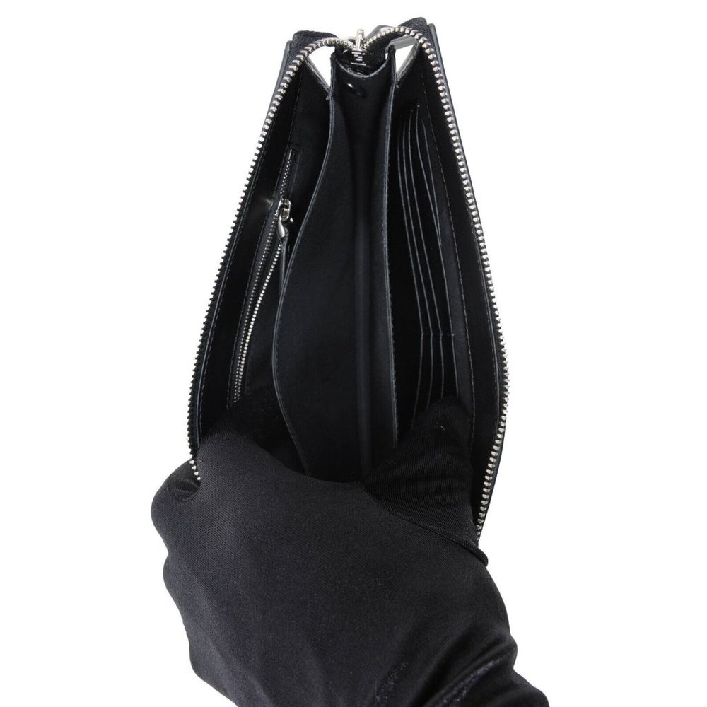 Fendi Womens Pouch Black Leather Brown FF Logo Clutch Mens Travel File Palladium - Picture 11 of 12
